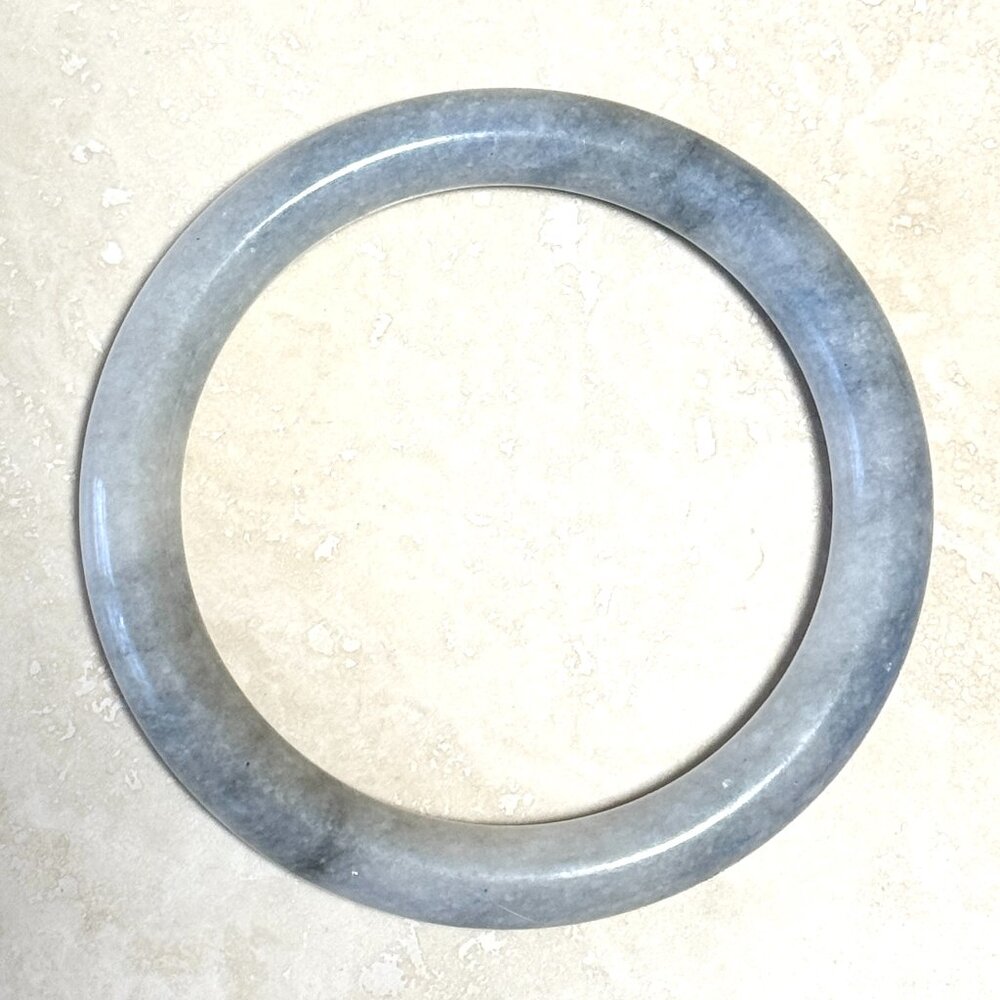 Blue-Gray Chalcedony Bracelet, Vintage Genuine Gemstone Bangle